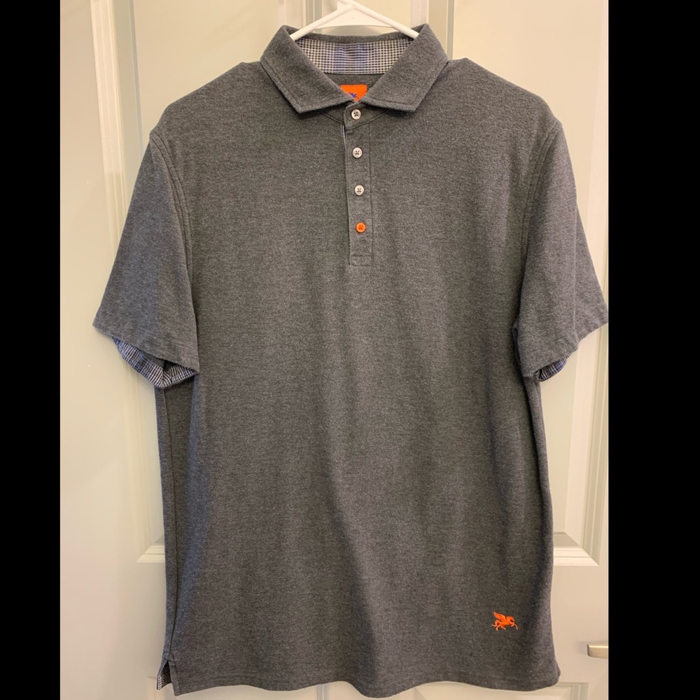 Sam Malouf Authentic Luxury- Large Slim Fit Polo- Charcoal Grey
